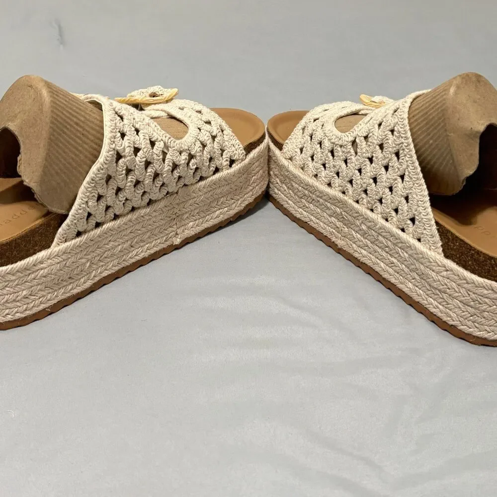Madden Girl Bali-C Crochet Platform Sandal Sz 8 Ivory Bohemian Festival
